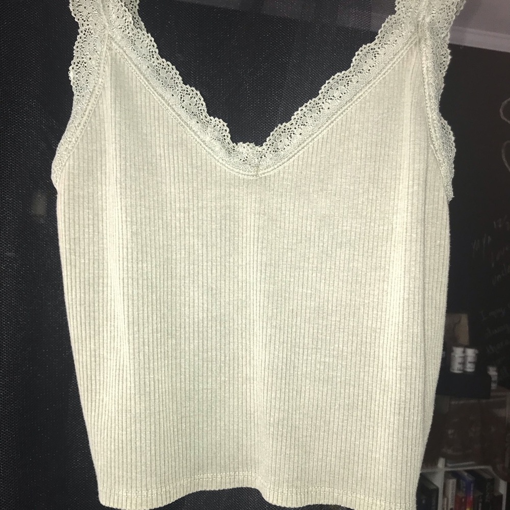 Olive green lace tank top